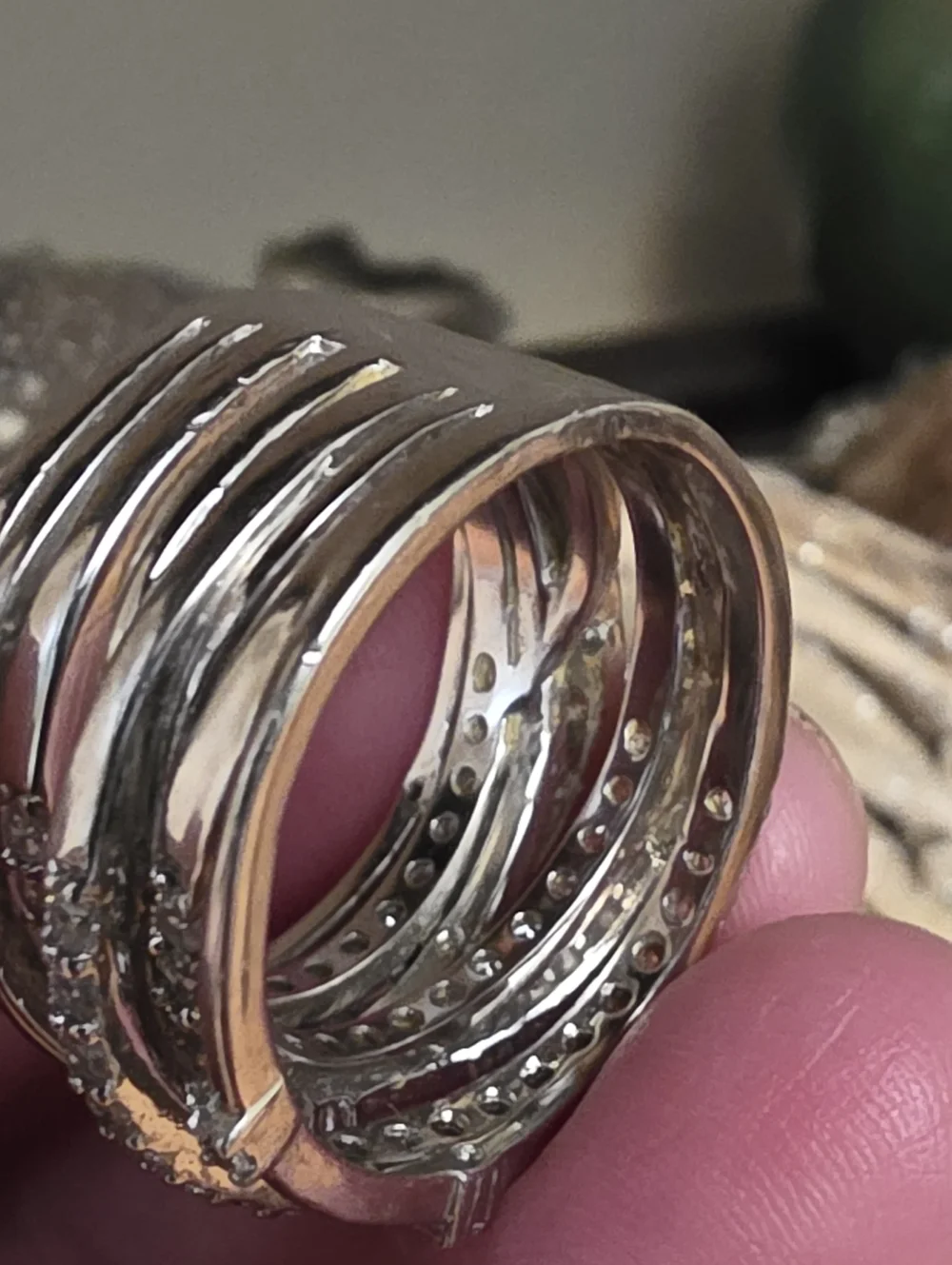 Crislu Entwined Platinum Plated & Silver Multi-Row CZ Wrap Ring - Picture 11 of 16